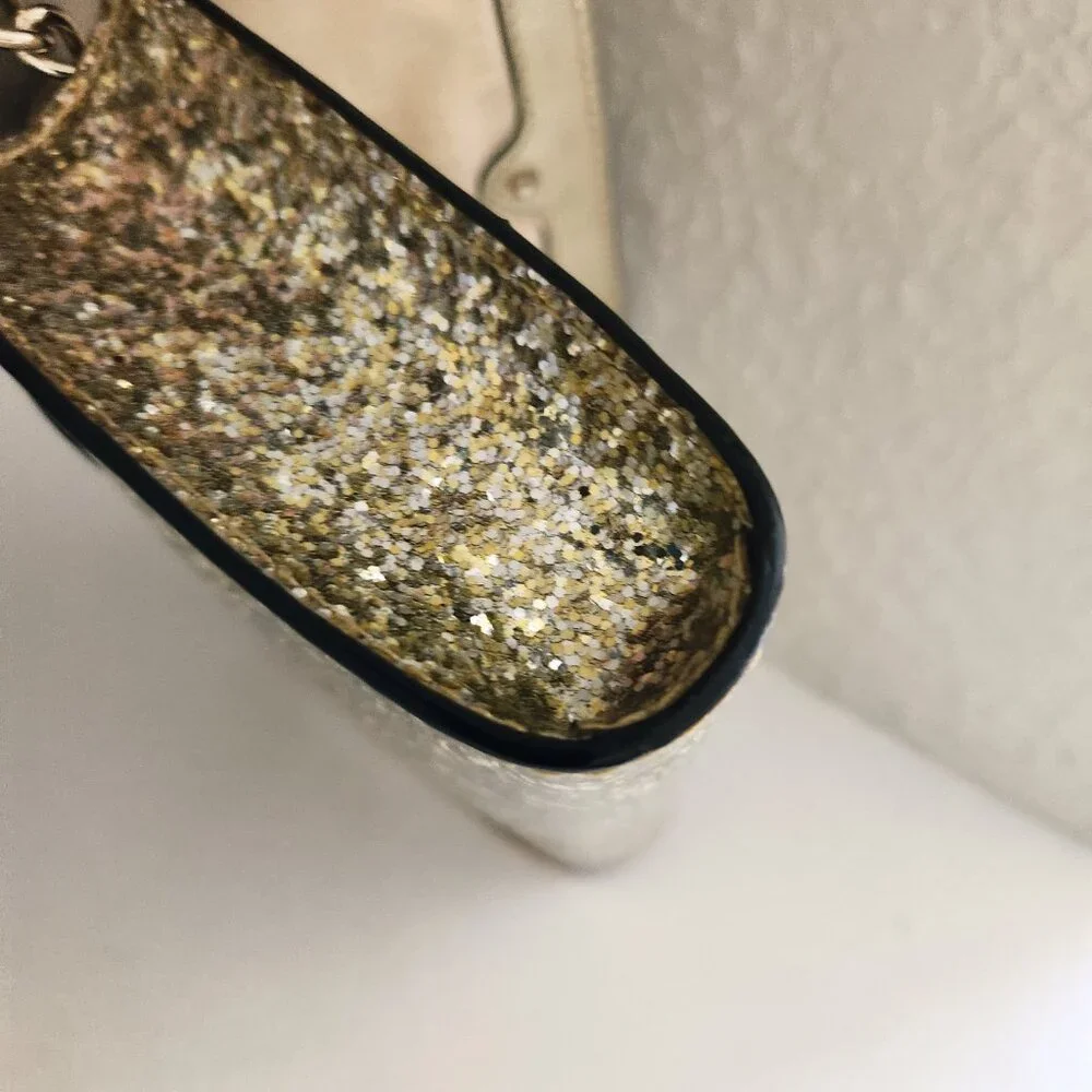 Nwot Kate Spade Gold Glitter Crossbody Bag Purse Small